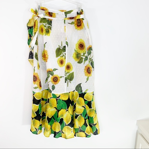 Anthropologie Farm Rio Sunflower Lemon Wrap Skirt - Picture 10 of 14